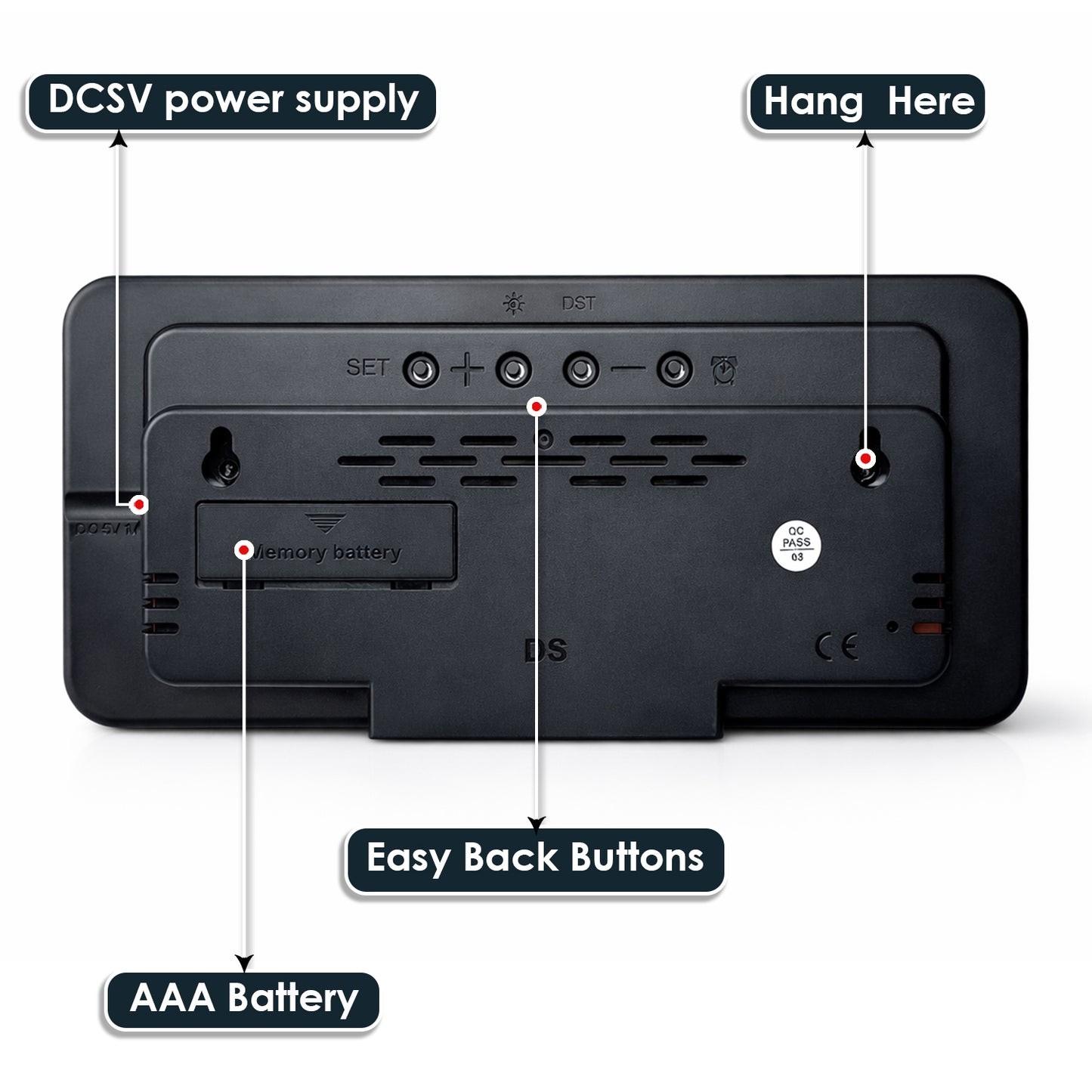 Modern Wall Clock & Table Alarm Clock - Orange (21.5x11 CM)