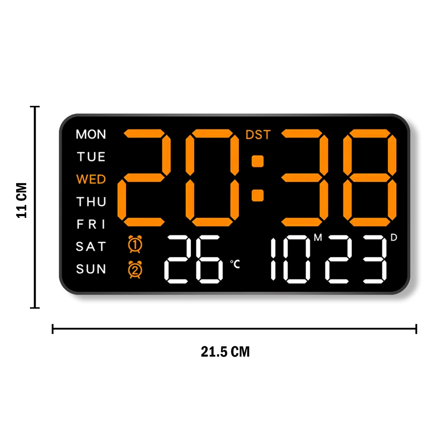 Modern Wall Clock & Table Alarm Clock - Orange (21.5x11 CM)