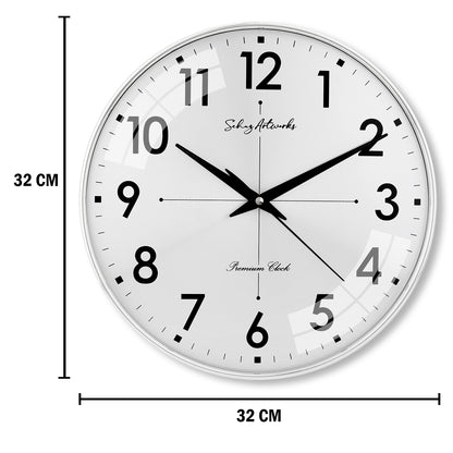 Modern Wall Clock | Wall Clocks for Living Room | Wall Clock For Home - Silver (32x32 CM)