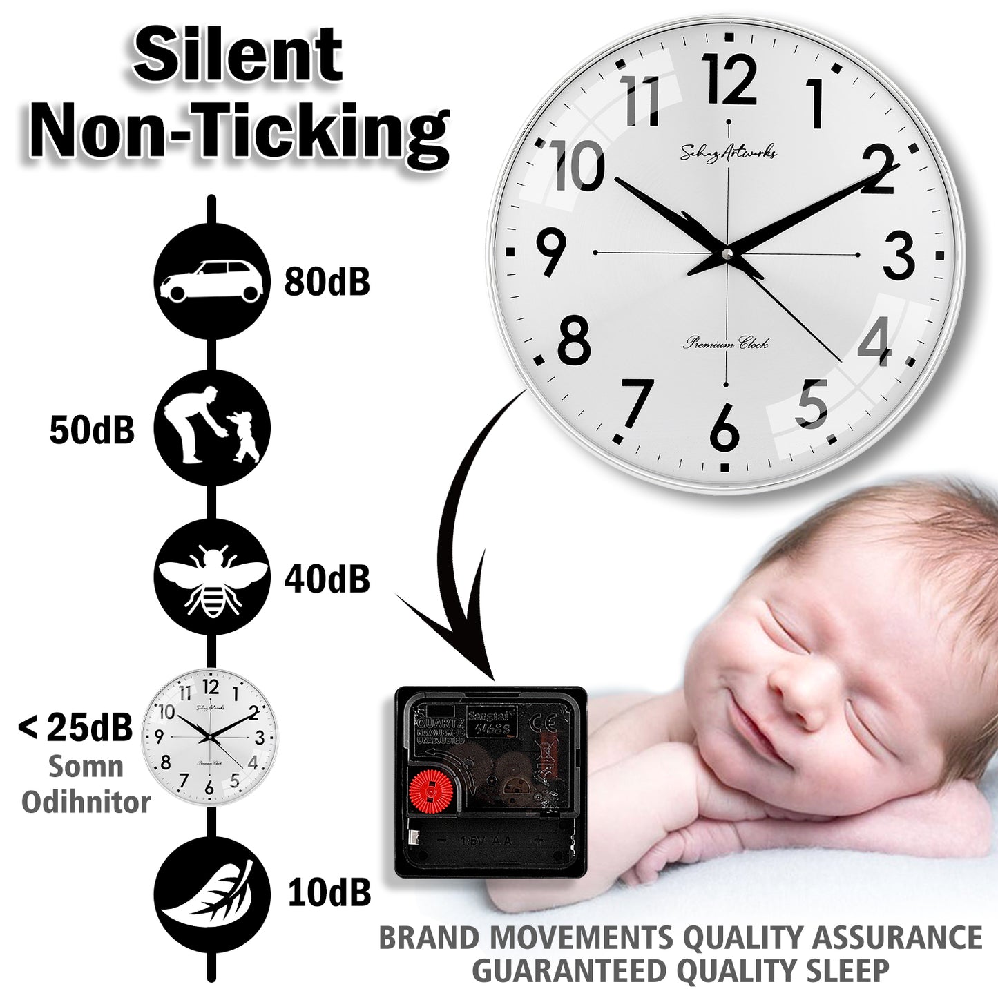 Modern Wall Clock | Wall Clocks for Living Room | Wall Clock For Home - Silver (32x32 CM)