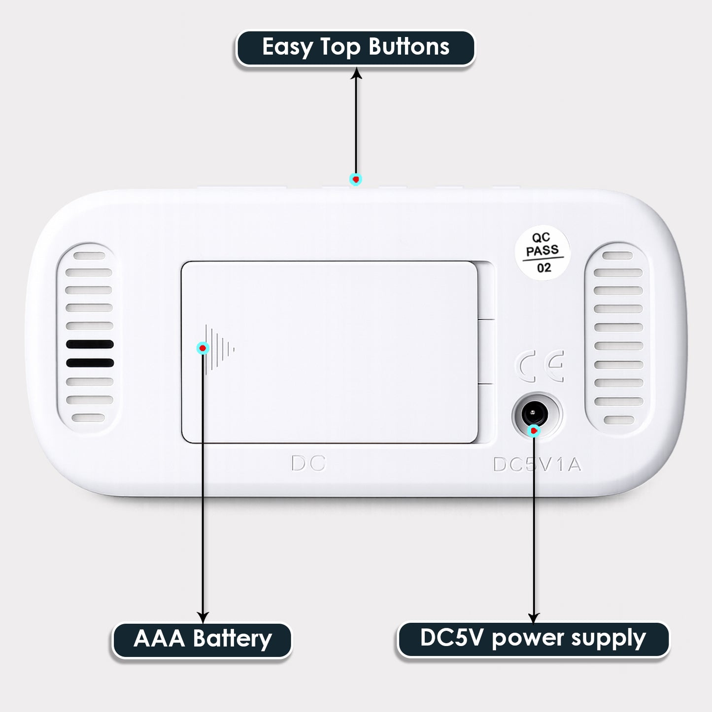 Modern Digital Alarm Clock | Smart Bedside & Desk Clock - White (12.8x6.5 CM)