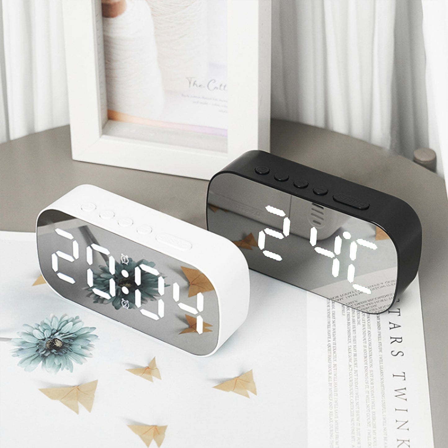 Modern Digital Alarm Clock | Smart Bedside & Desk Clock - White (12.8x6.5 CM)