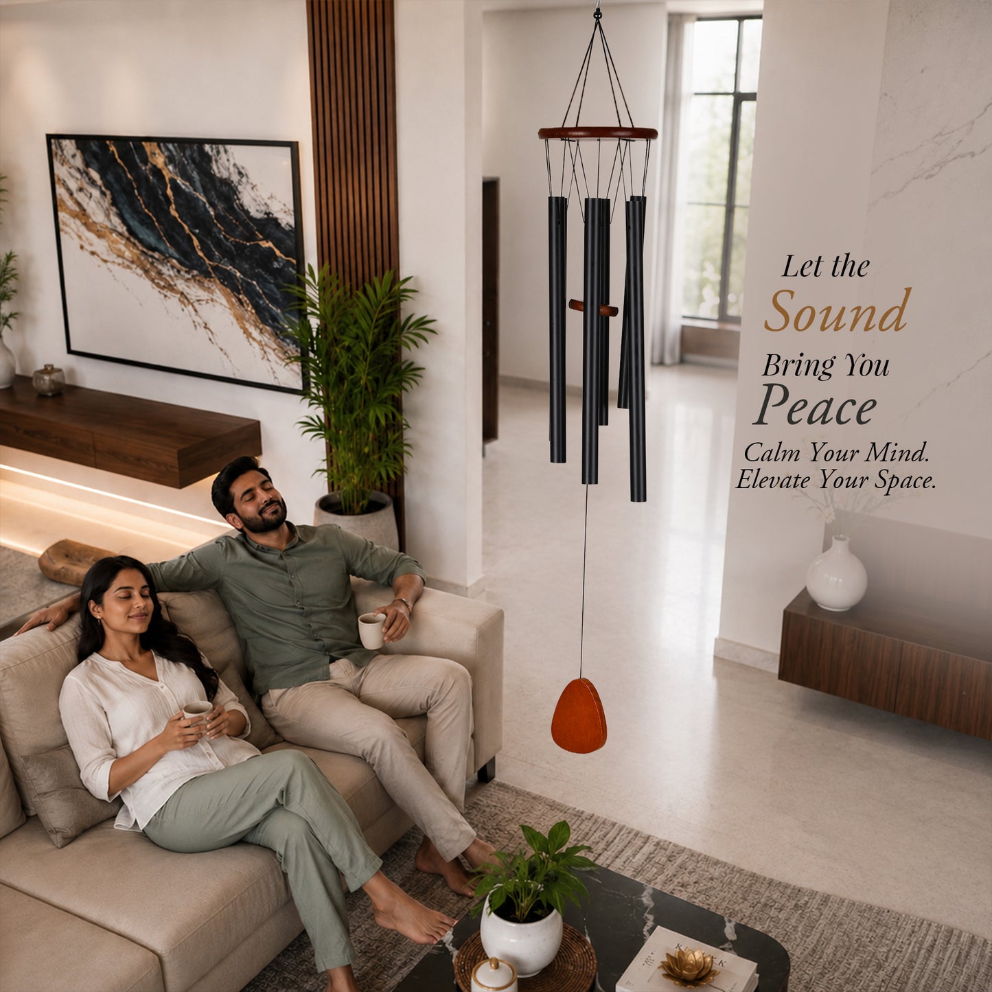 Metal Wind Chime (5-Tube, 95 cm) for Home, Balcony & Garden