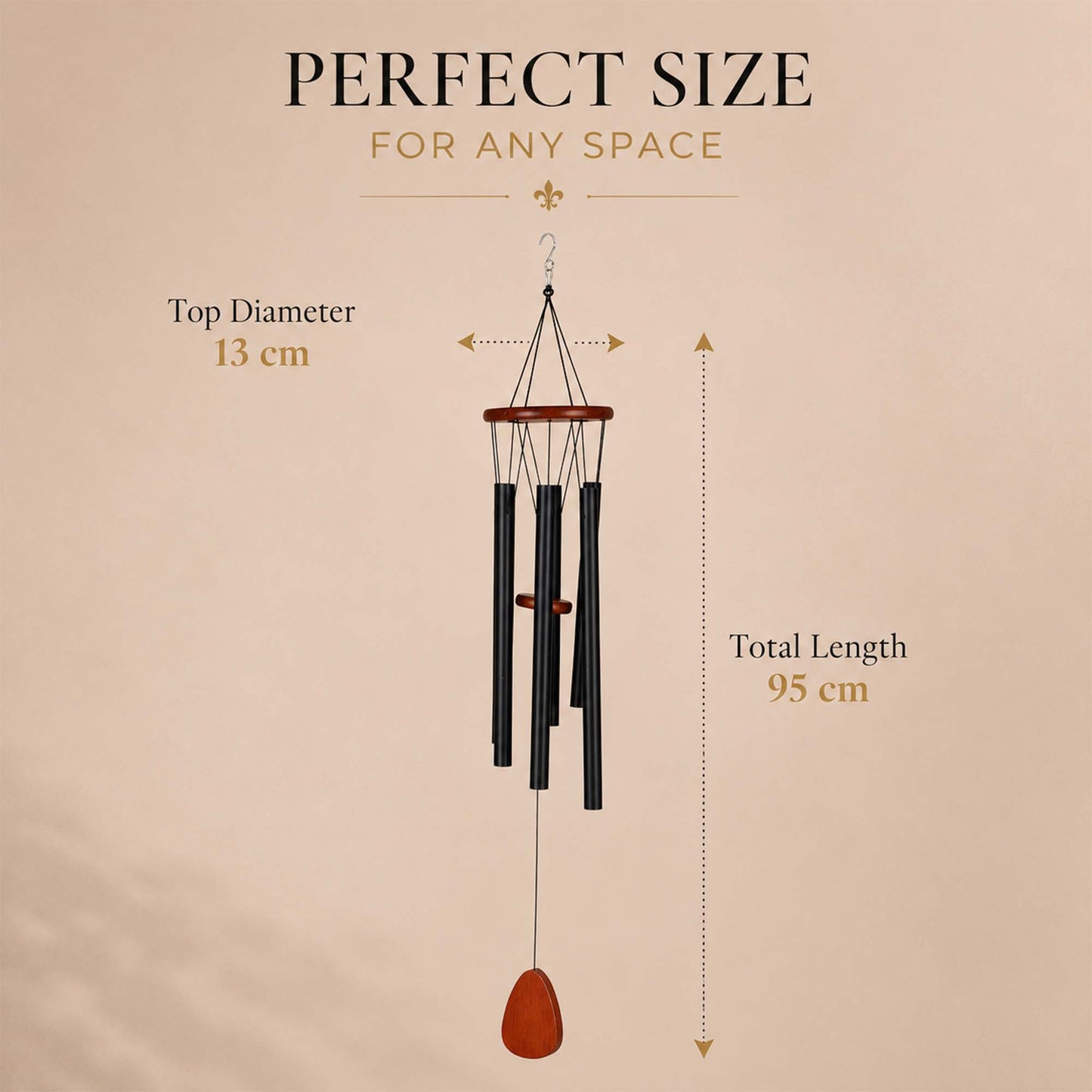 Metal Wind Chime (5-Tube, 95 cm) for Home, Balcony & Garden