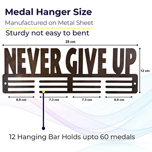 Never Give Up Brown Medal Holder