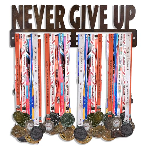 Never Give Up Brown Medal Holder