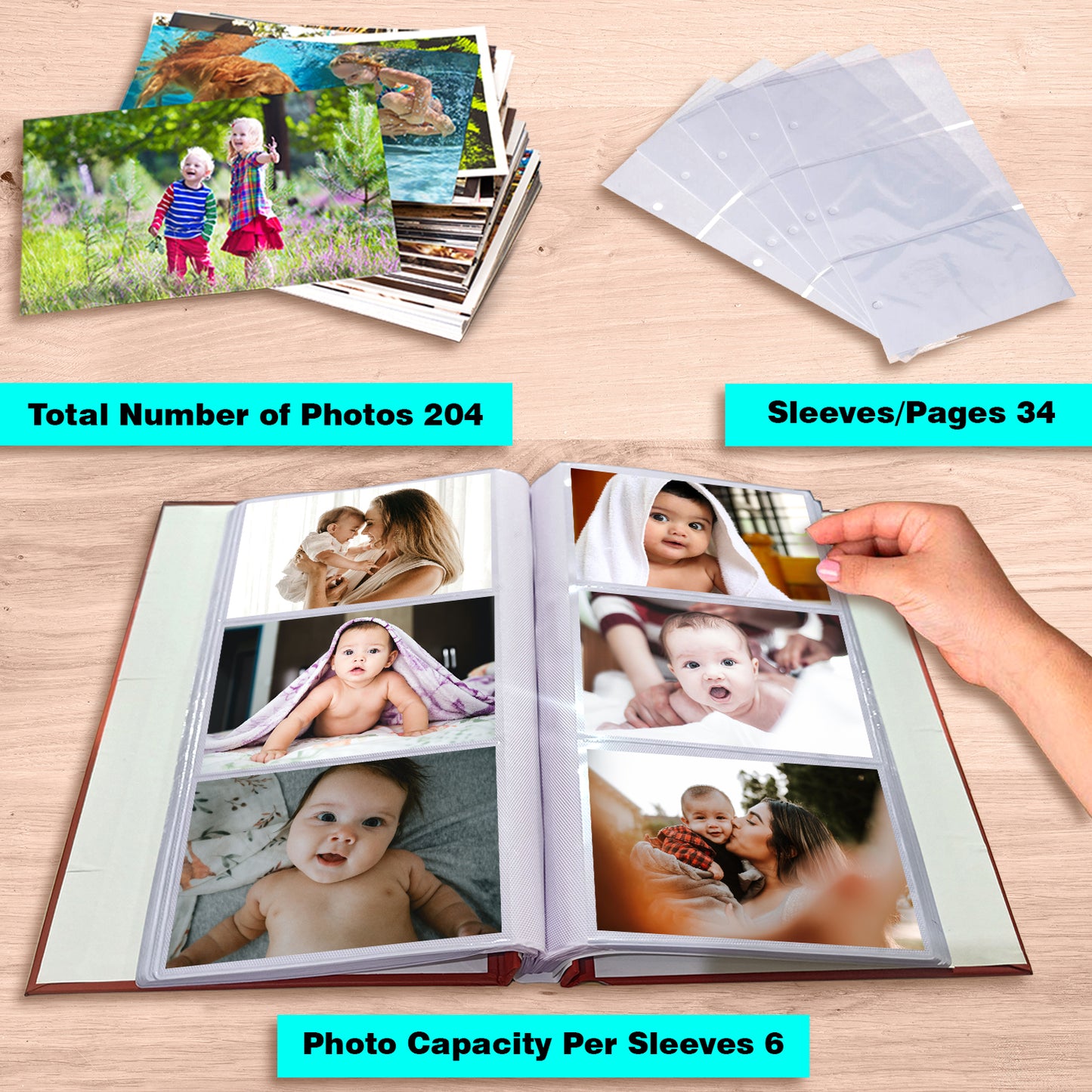 Sweet Heart Photo Album 4X6 Size Holds 204 Heart