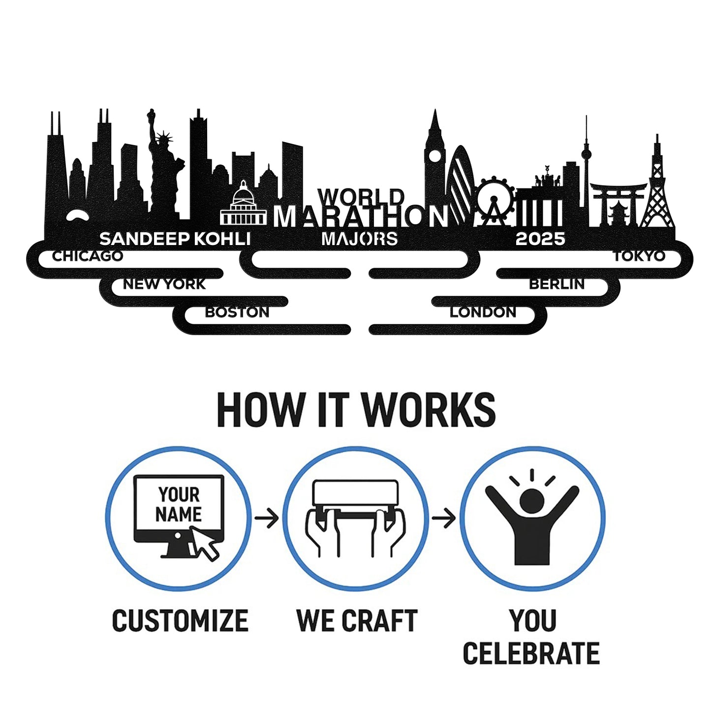 Customized World Marathon Majors Medal Hanger