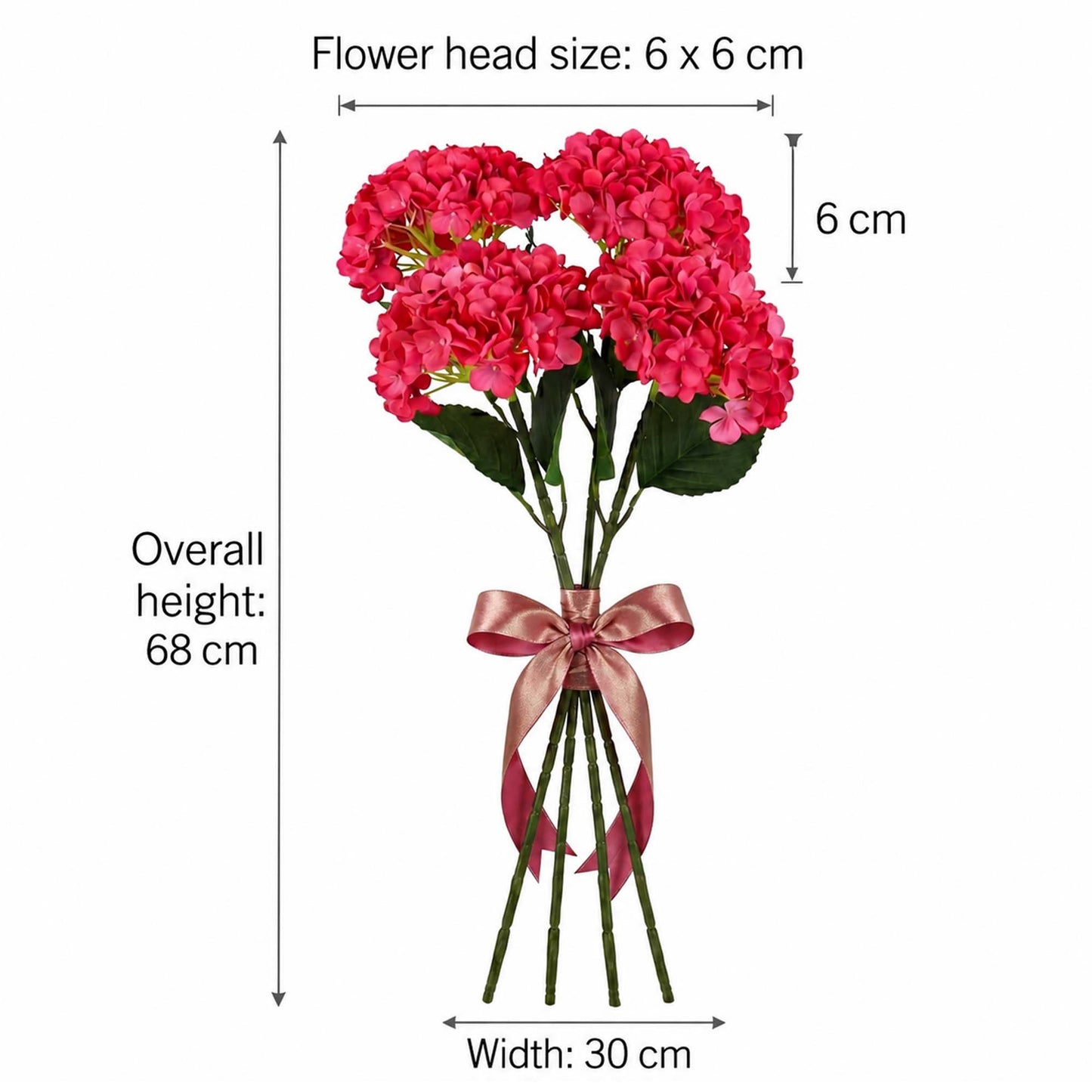 Pink Hydrangea Artificial Flower for Vases | 4 Stems 68 CM (Without Vase)