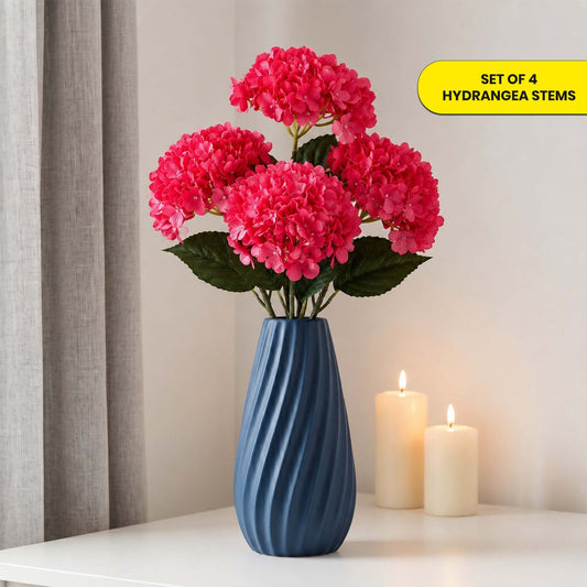 Pink Hydrangea Artificial Flower for Vases | 4 Stems 68 CM (Without Vase)